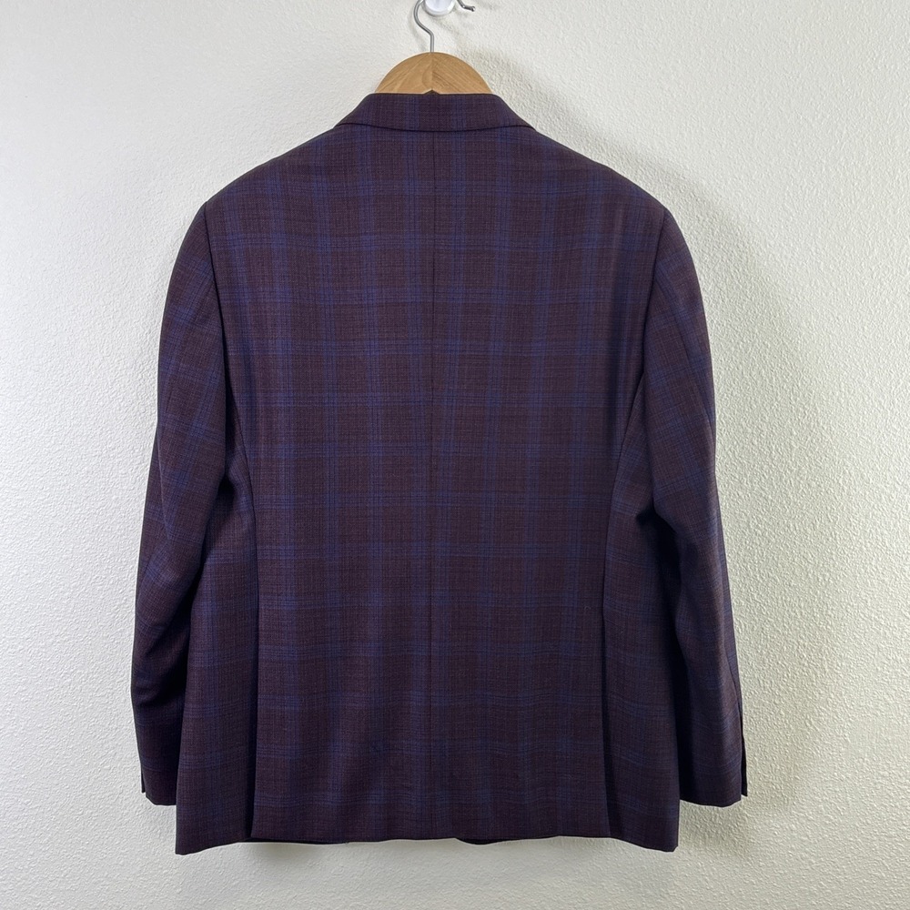 Emporio Armani G-Line Purple Check Wool Sport Coat Super 130's 56 EUR 46 US - Picture 7 of 16
